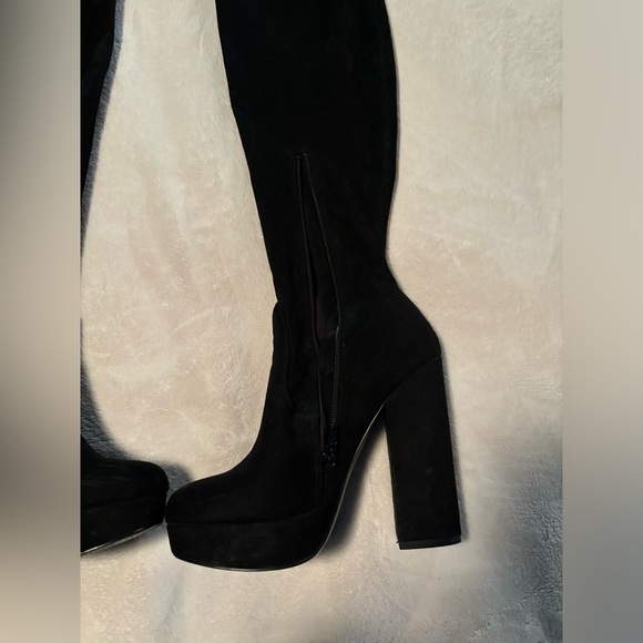 Steve Madden Sofia Black Over the Knee Faux Suede Stretch Boot - Picture 2 of 12